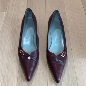 Sigerson Morrison Kitten Heel Burgundy Shoes - 7.5